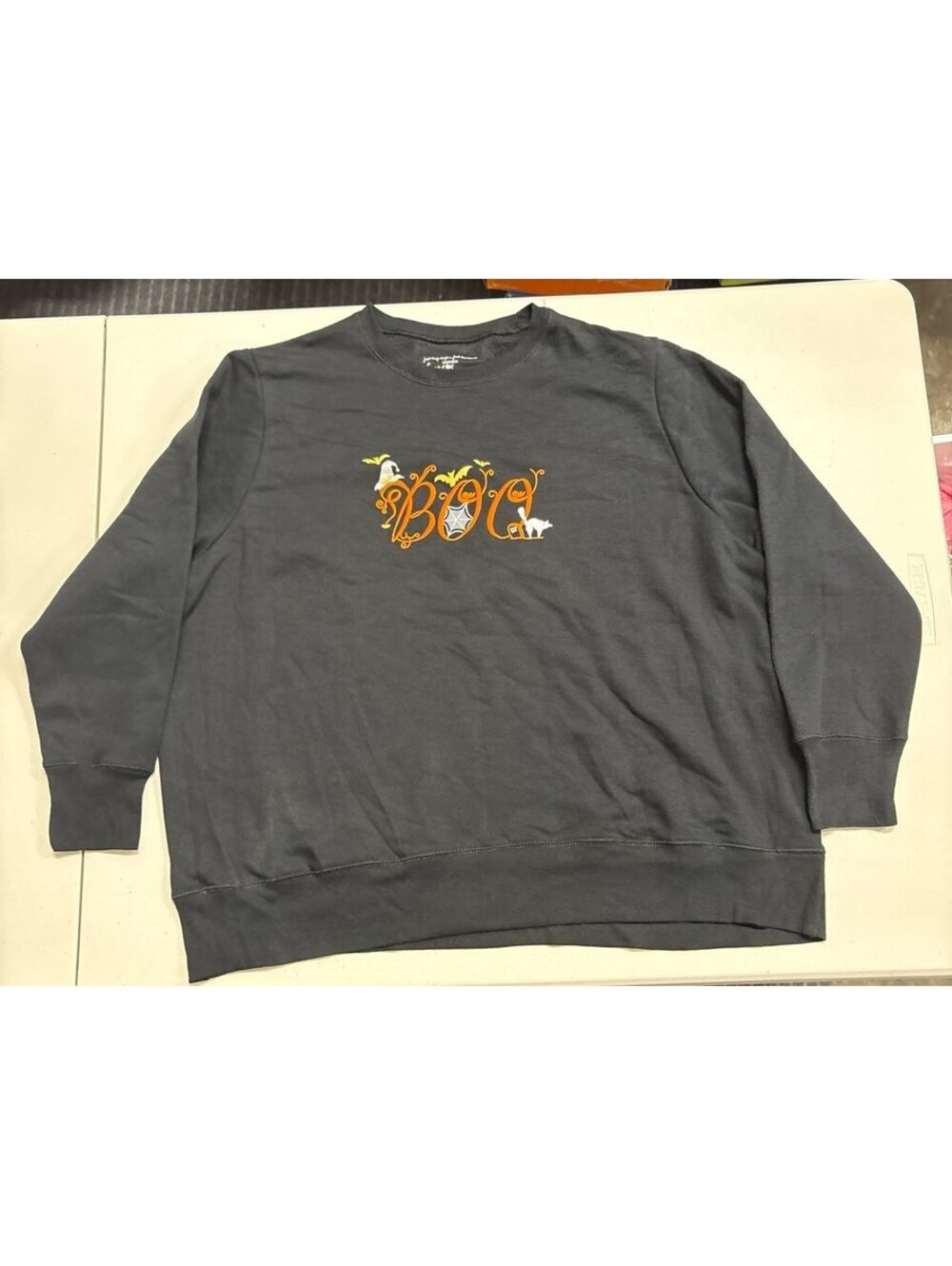 NWT Just My Size 2X Womens BOO Halloween Sweatshirt Witch Cat Print Graphic